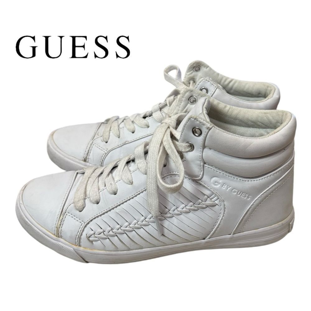 G by Guess Women's White Mid Lace-up Sneakers 8.5